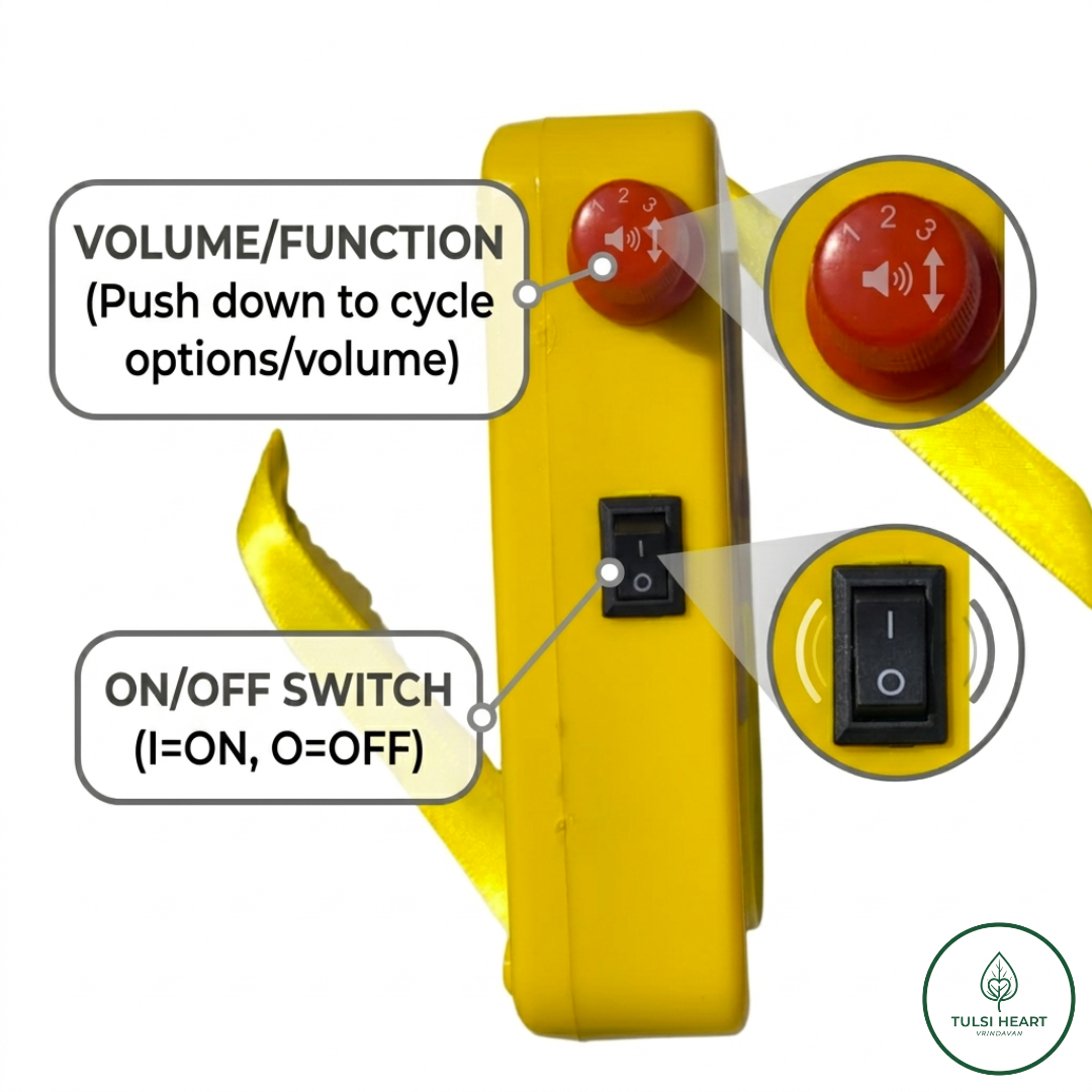 Tulsi Heart Vrindavan Portable Akhand Jaap Chant Box - Premanand Ji Maharaj Radha Naam Continuous Mantra Player | Type-C Rechargeable, Volume Control Pocket Size Digital Bhajan Machine