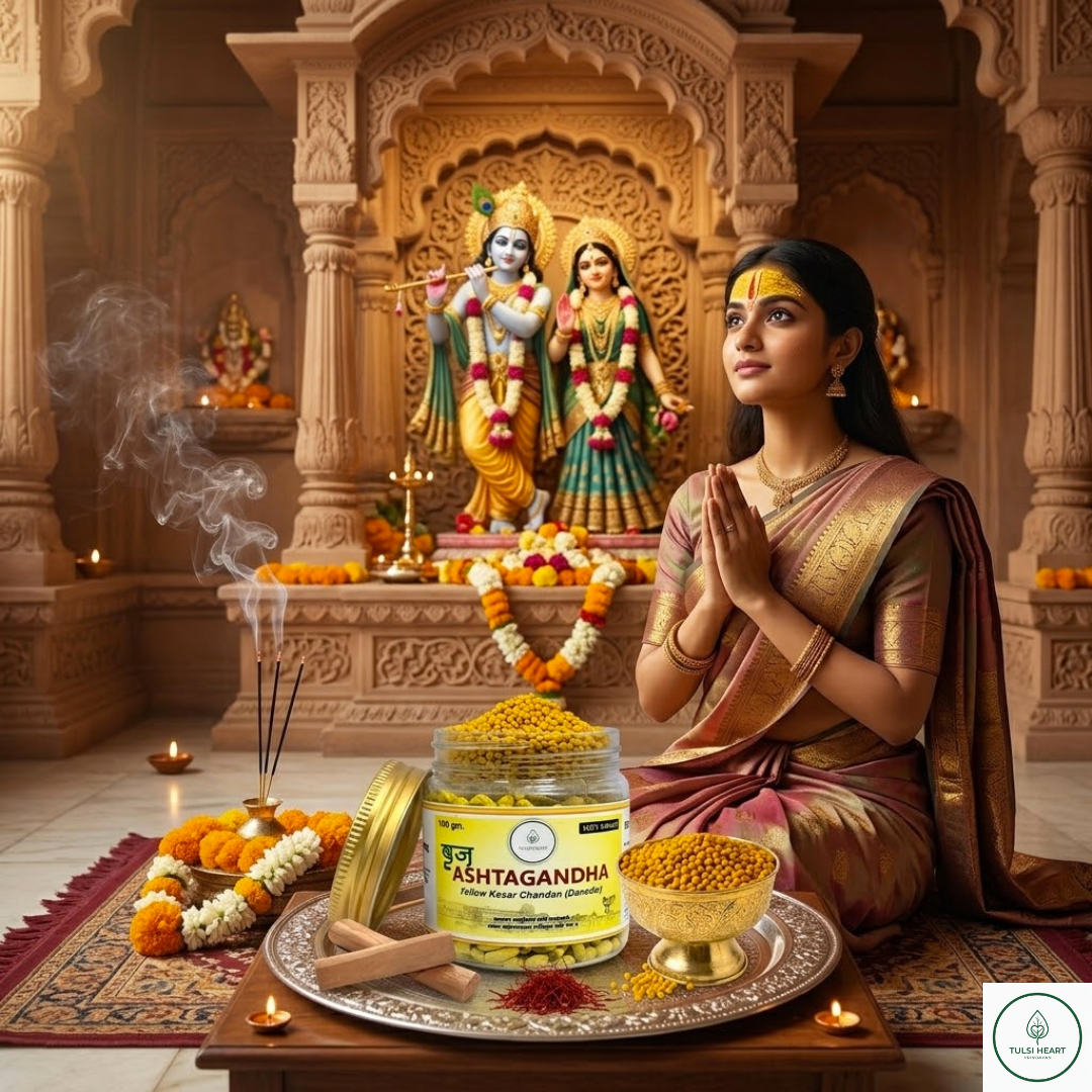 Premium Braj Ashtagandha Yellow Kesar Chandan (Danedar) - 100g