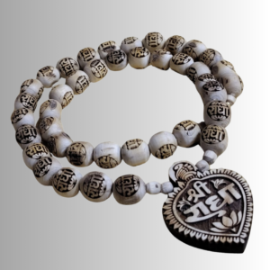 Premium Original Tulsi Kanthi Mala with Hand-Carved “Shri Radha” Heart Pendant