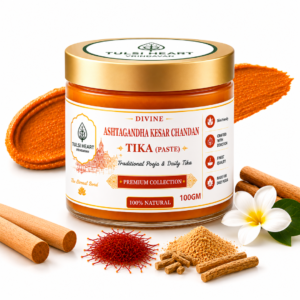 Tulsi Heart Vrindavan Ashtagandha Kesar Chandan Tika Paste | Premium Tilak for Daily Pooja, Tilak & Spiritual Rituals | 100g