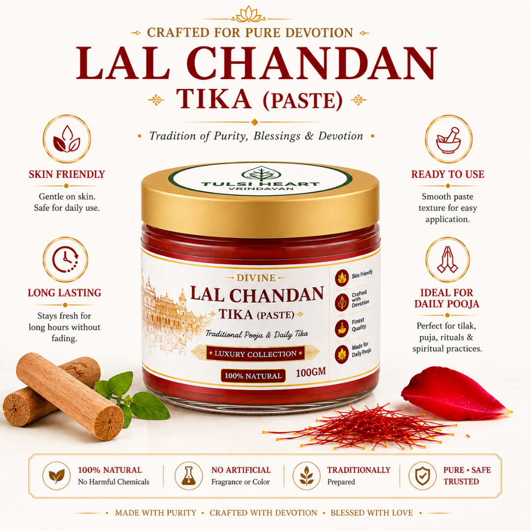 Tulsi Heart Divine Lal Kesar Chandan Tilak Paste (100g) – Premium Natural Tilak from Vrindavan