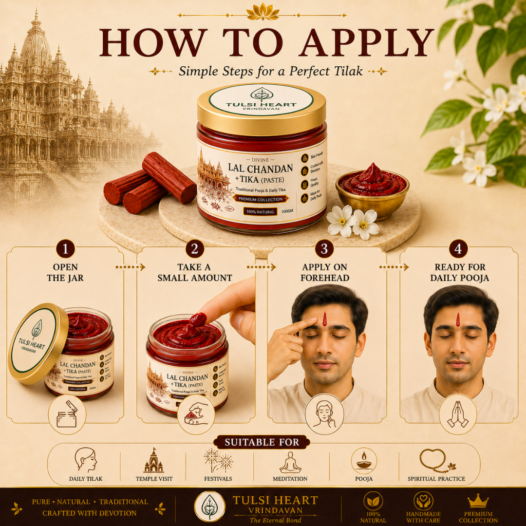 Tulsi Heart Divine Lal Kesar Chandan Tilak Paste (100g) – Premium Natural Tilak from Vrindavan