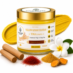 Yellow Kesar Chandan Tika Paste | Premium Ashtagandha Tilak for Daily Pooja, Tilak & Spiritual Rituals | 100% Natural | Tulsi Heart Vrindavan