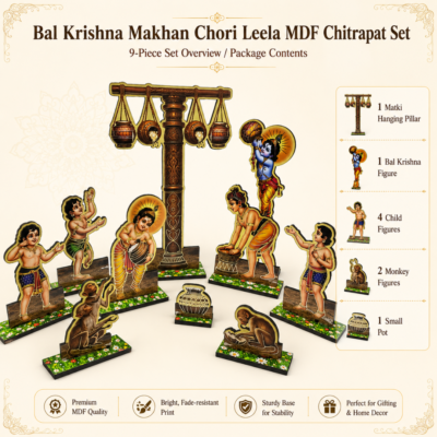 Bal Krishna Makhan Chori Leela MDF set package contents