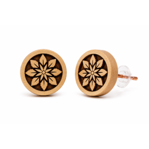 Tulsi Wood Floral Stud Earrings | Natural Handcrafted Wooden Earrings with Copper Pin